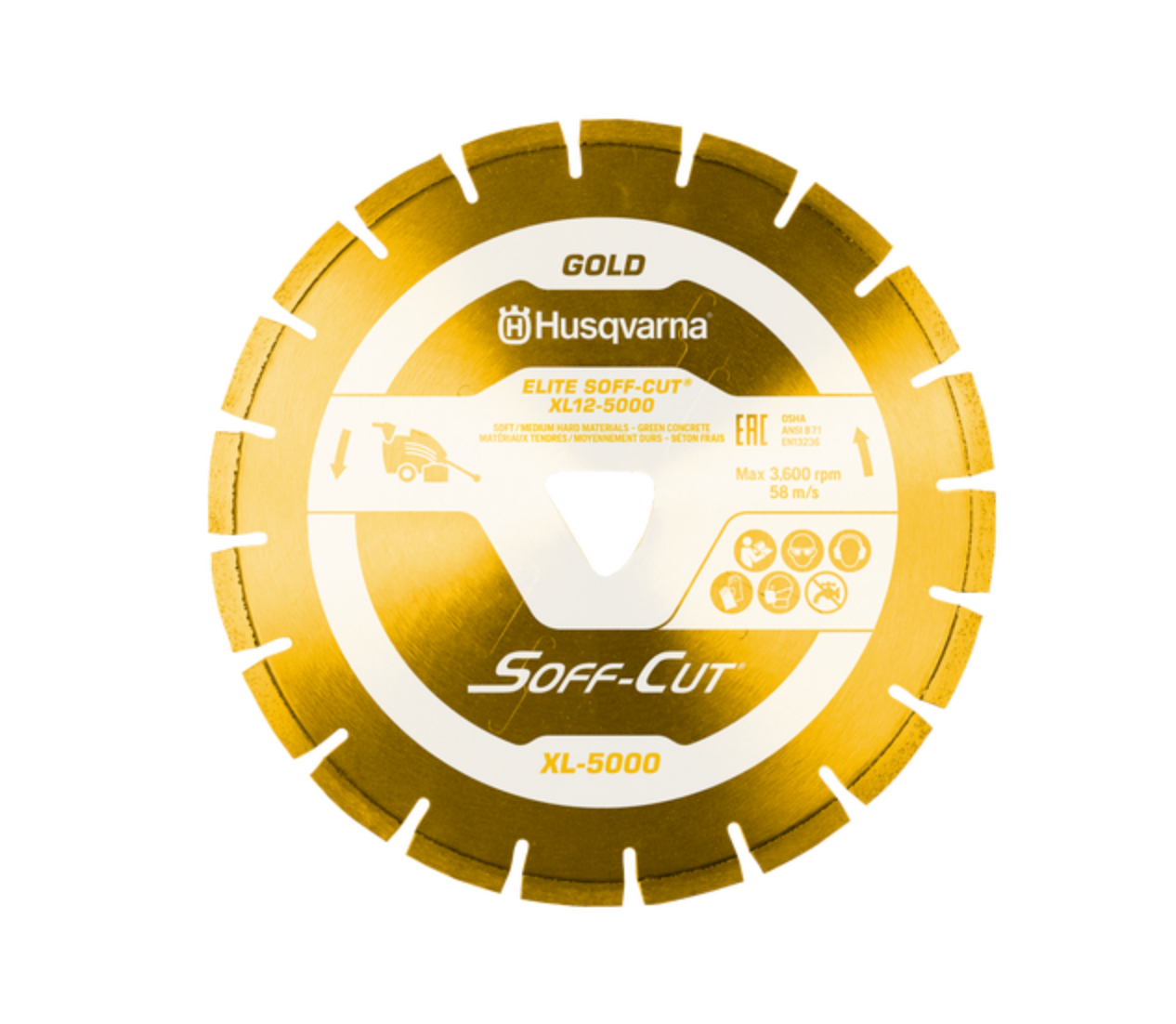 Husqvarna ELITE SOFF-CUT® XL-5000 Yellow Blades w/Skid Plate — 6, 8, 10, 12 & 14 Class