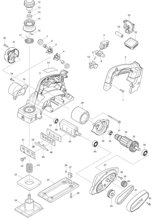 XPK01Z Planer Assembly parts By Makita
