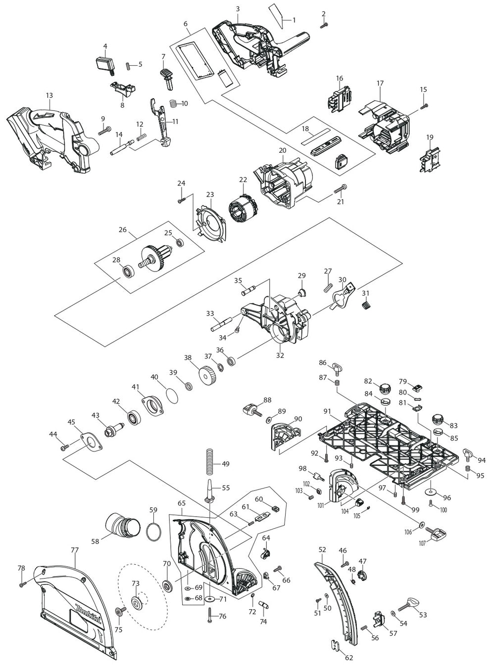 XPS01Z Circular Saw Assembly parts By Makita