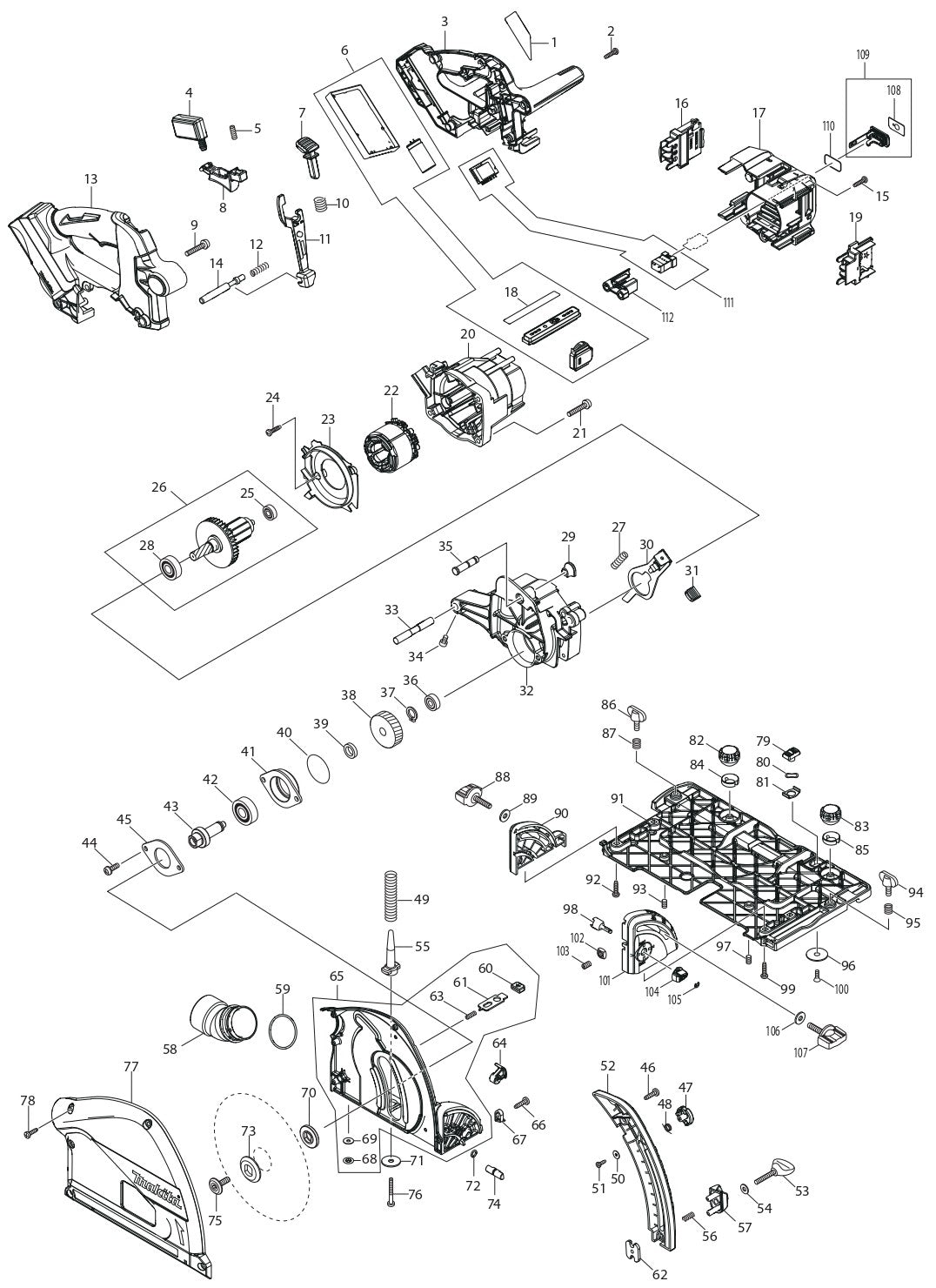 XPS02ZU Circular Saw Assembly parts By Makita