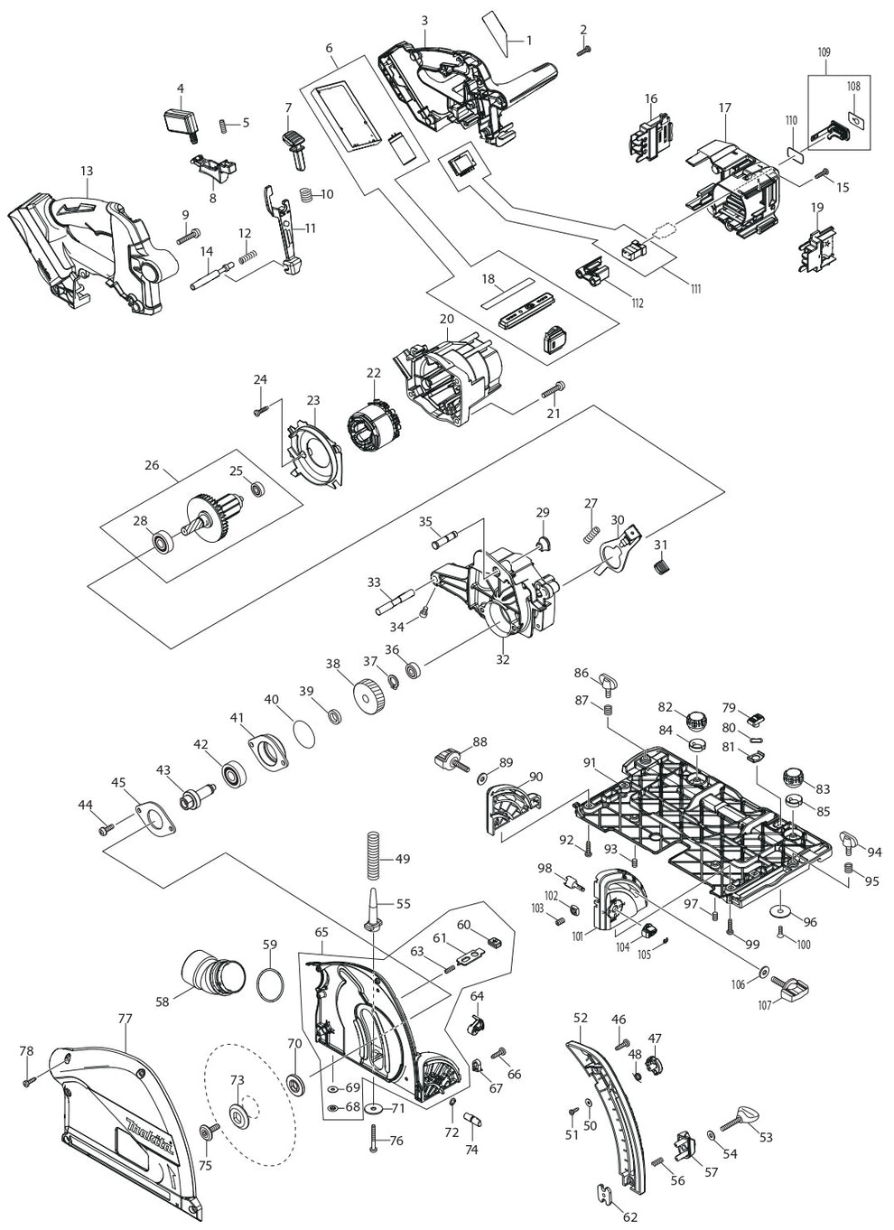 XPS02ZU Circular Saw Assembly parts By Makita