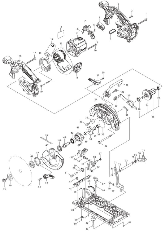 XSH03Z Circular Saw Assembly parts By Makita