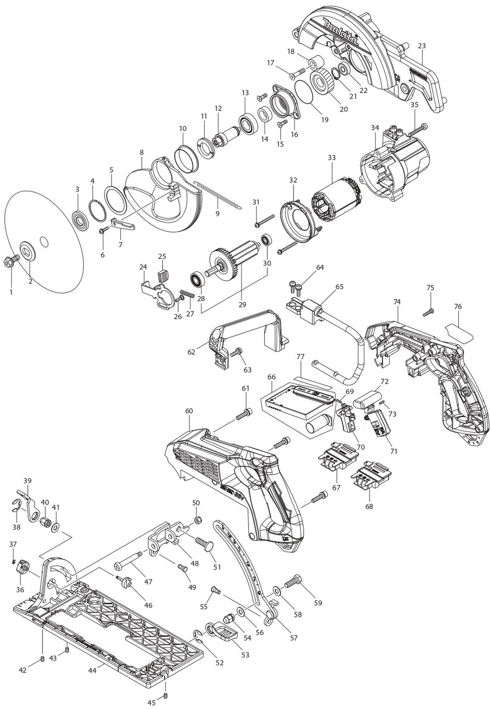 XSR01Z Circular Saw Assembly parts By Makita