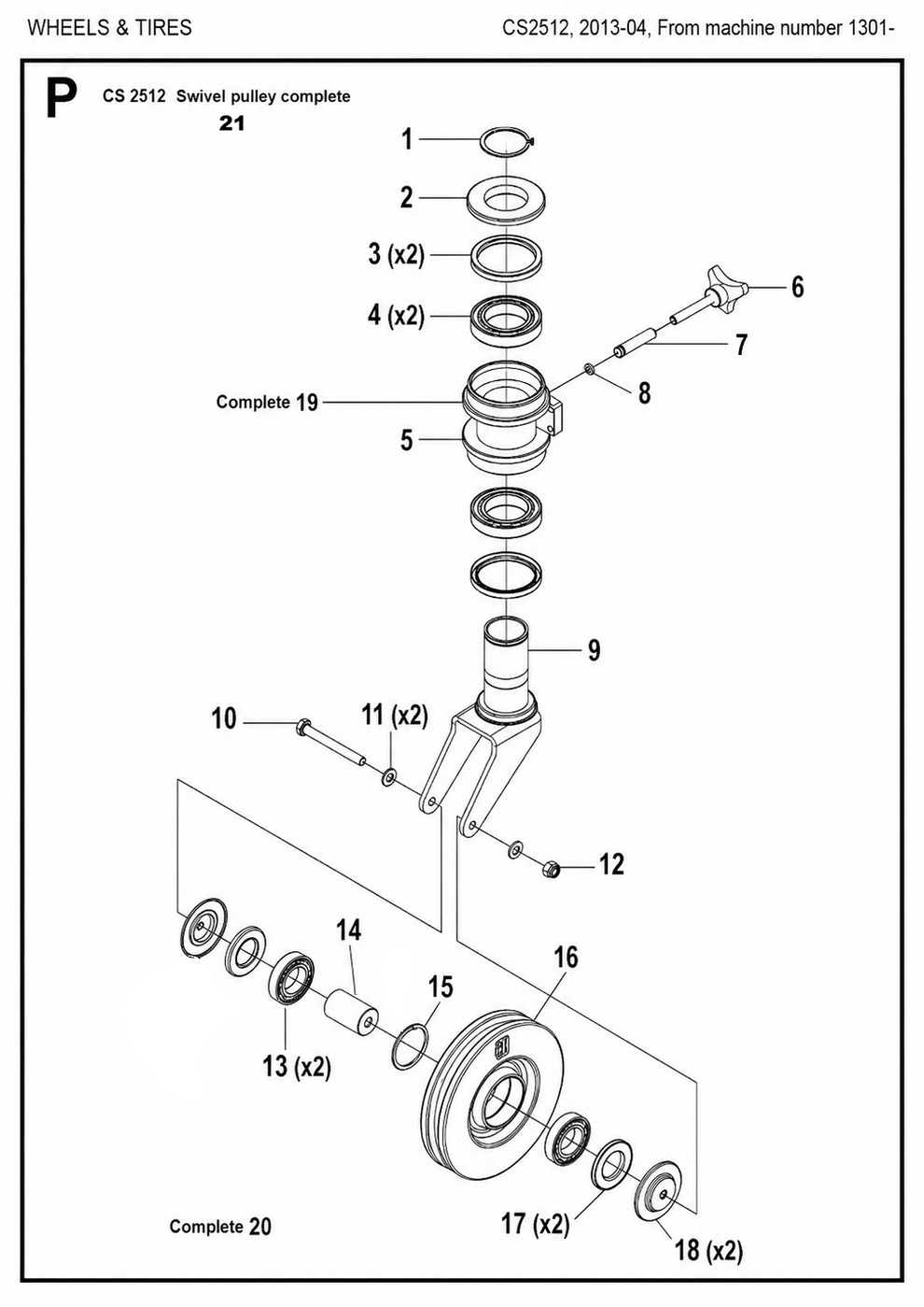Swivel Pulley Complete Parts For Wire Saw CS 2512 By Husqvarna
