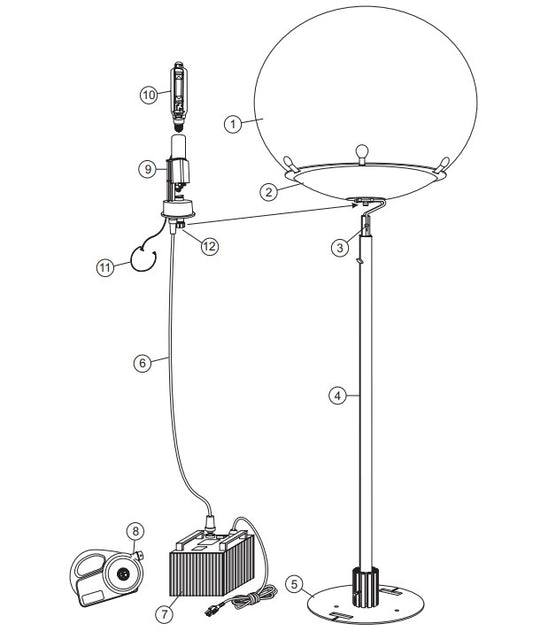 Moonlight Lighting System —Balloon (with MBP)Assembly Parts-MB150, MB400, MB400B, MB1000, MB1000W Moonlight SERIES