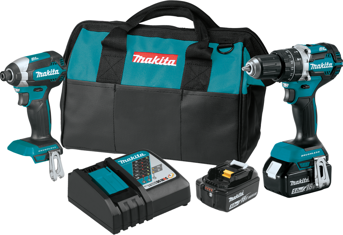 Makita XT269T Hammer Drill Impact Driver Combo, 18 Volt LXT Lithium-Ion Brushless Cordless 2-Piece Combo Kit 5.0 Ah