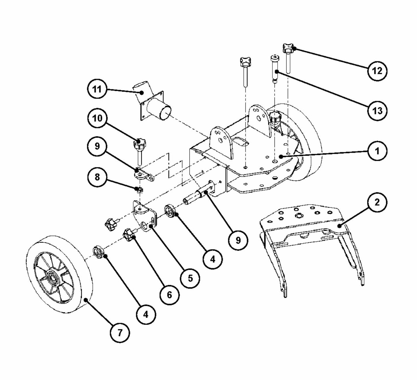 BG 300 E Wheel Rack Unit Assembly Parts by Husqvarna