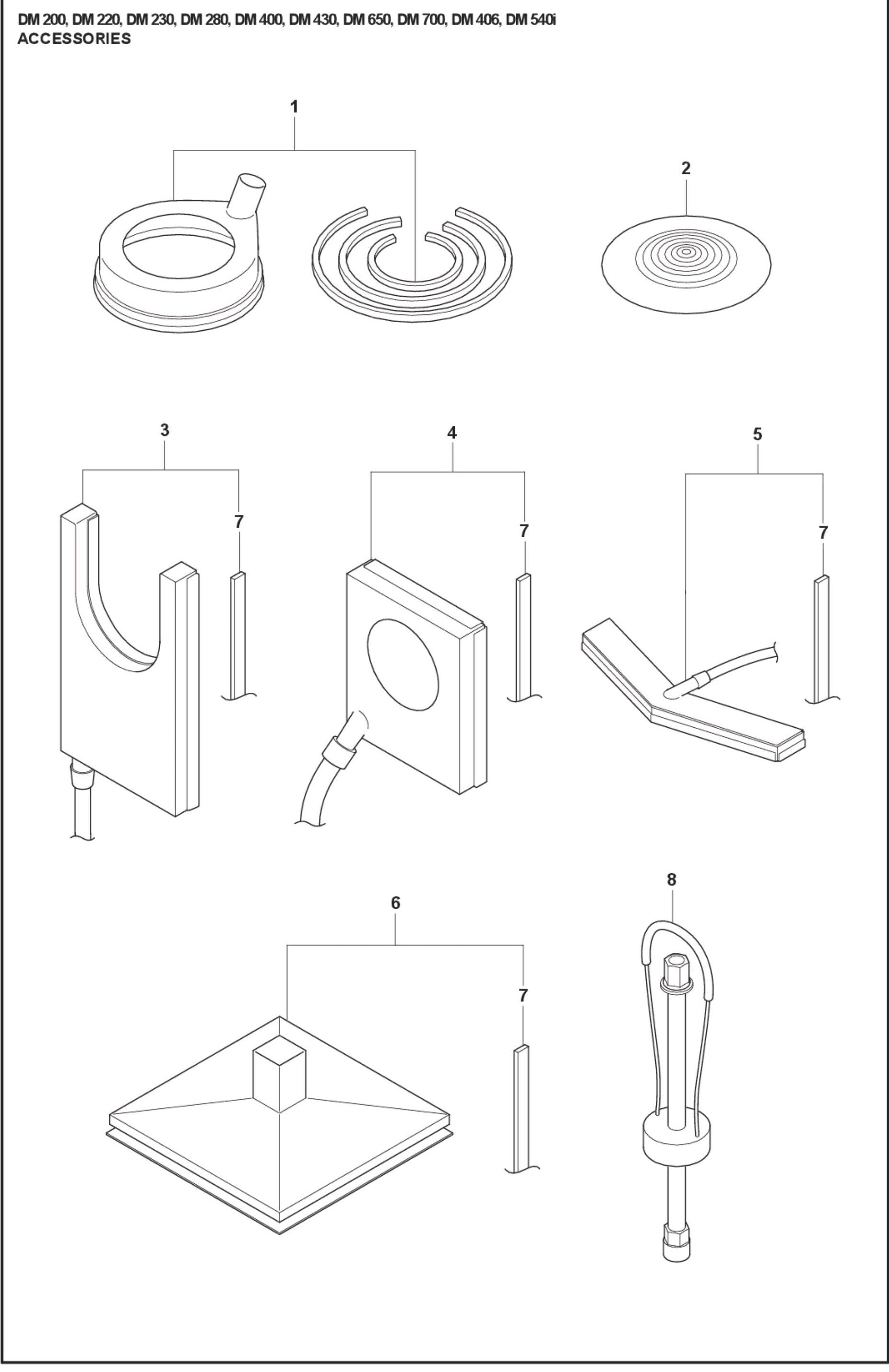 DM 200, DM 220, DM 230, DM 280, DM 400, DM 430, DM 650, DM 700, DM 406, DM 540 Accessories Parts For DM400 By Husqvarna