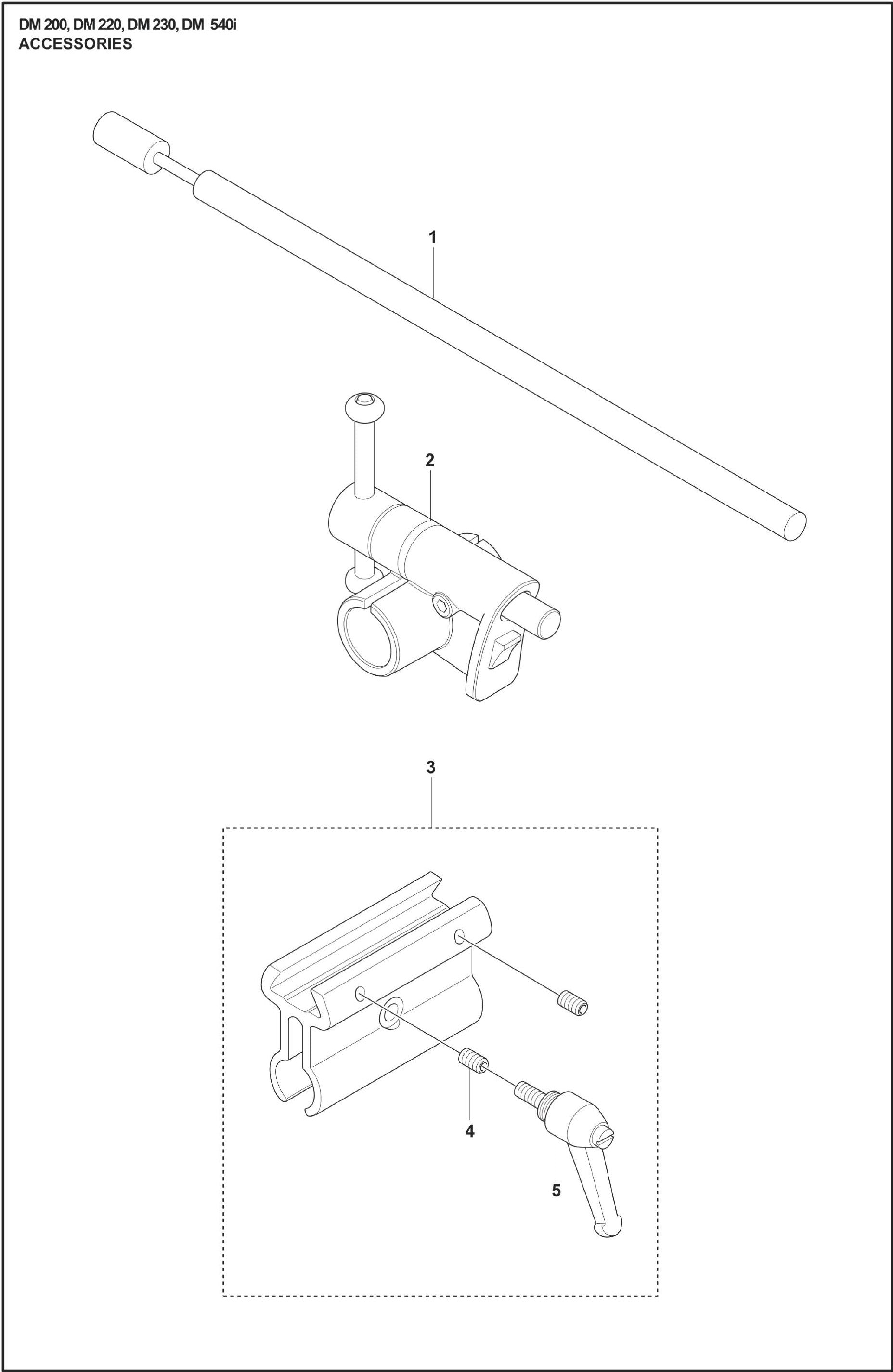 DM 200, DM 220, DM 230, DM 540i Accessories  Parts For DM 200 By Husqvarna