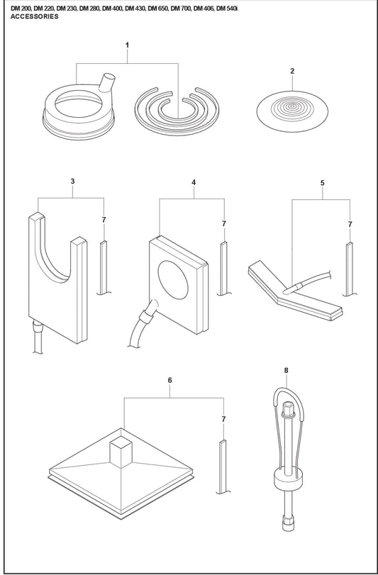 DM 200, DM 220, DM 230, DM 280, DM 400, DM 430, DM 650, DM 700, DM 406, DM 540i  Accessories Parts For Core Drill Motor DM 230 By Husqvarna