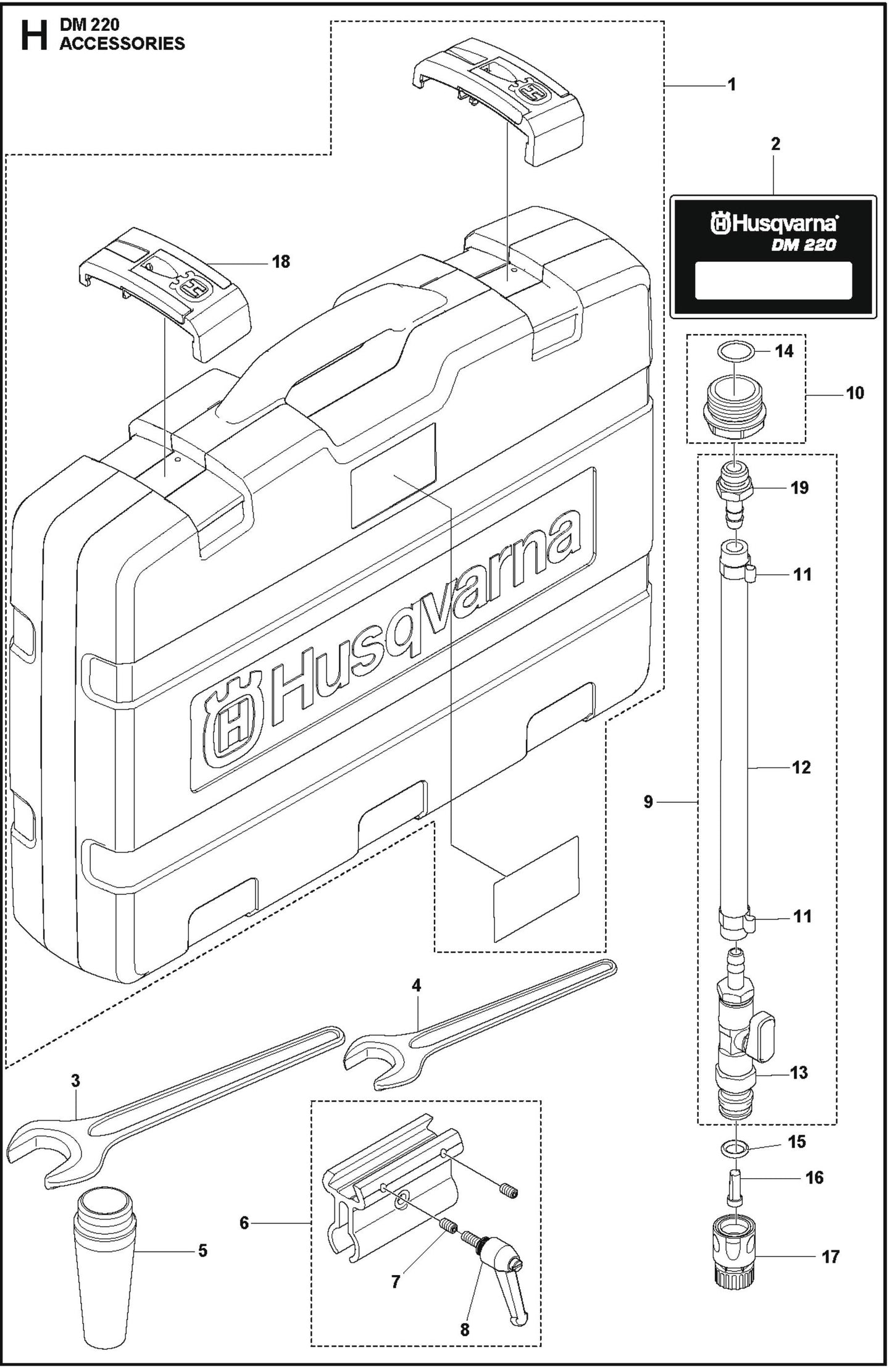 Accessories Parts For Core Drill Motors DM 220 By Husqvarna