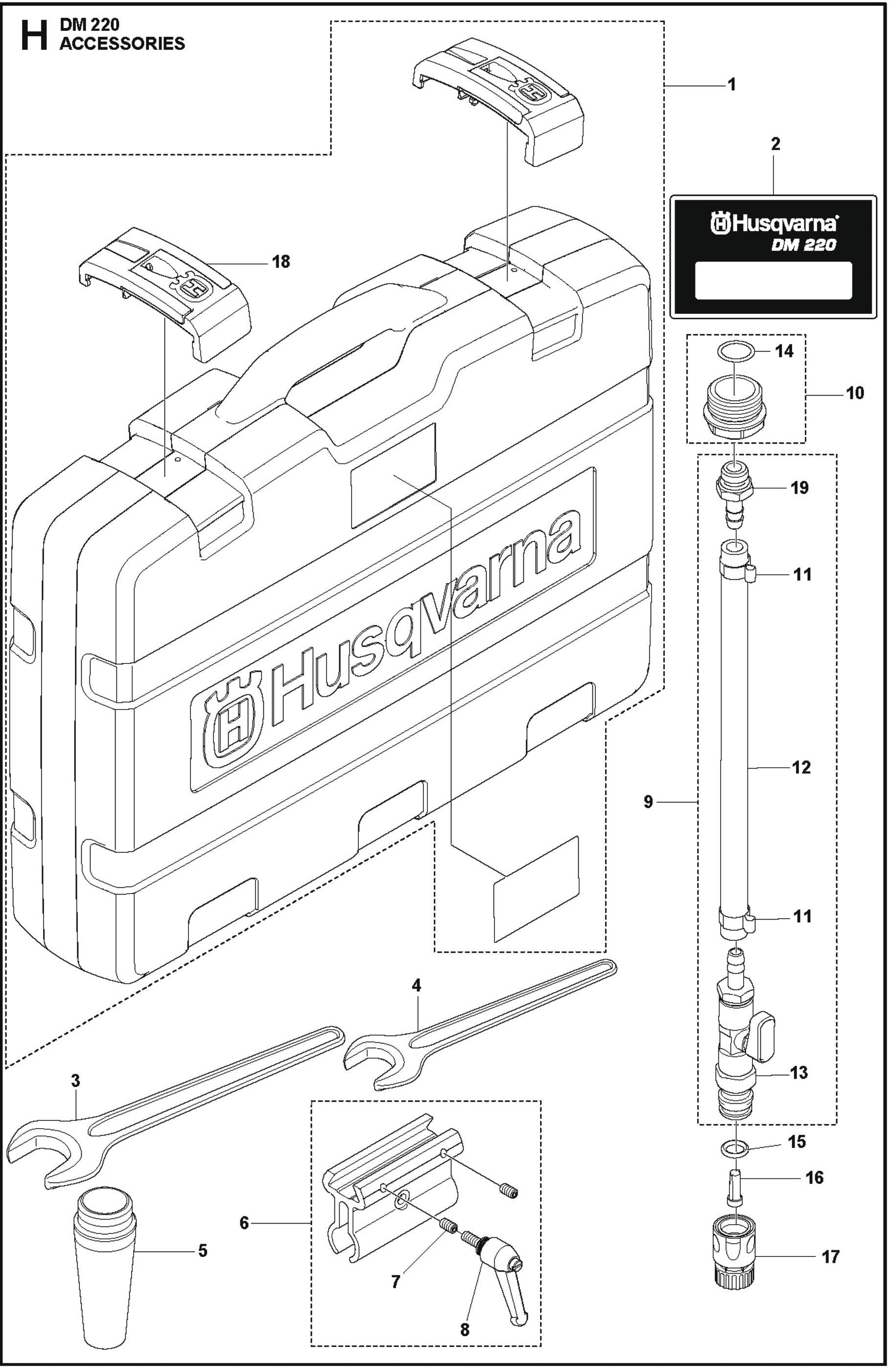Accessories Parts For Core Drill Motors DM 220 By Husqvarna