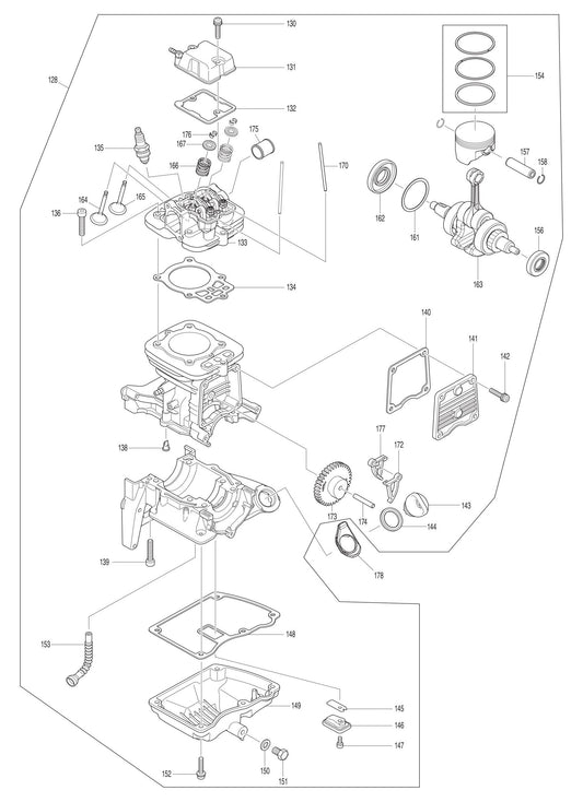 EB7660TH Cylinder, Head Assembly, Crank Case Assembly Parts