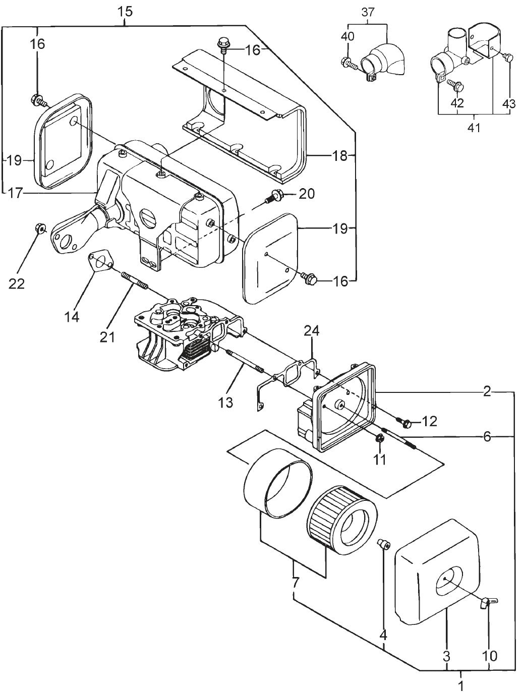 Air Cleaner And Muffler Assembly Parts For YANMAR L100V1  MRH800DS Vibratory Rollers By Multiquip