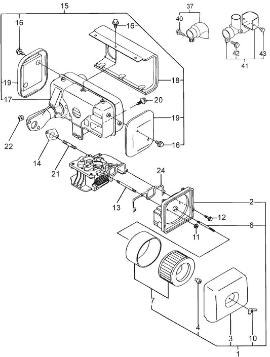 Air Cleaner And Muffler Assembly Parts For YANMAR L100V1  MRH800DS Vibratory Rollers By Multiquip