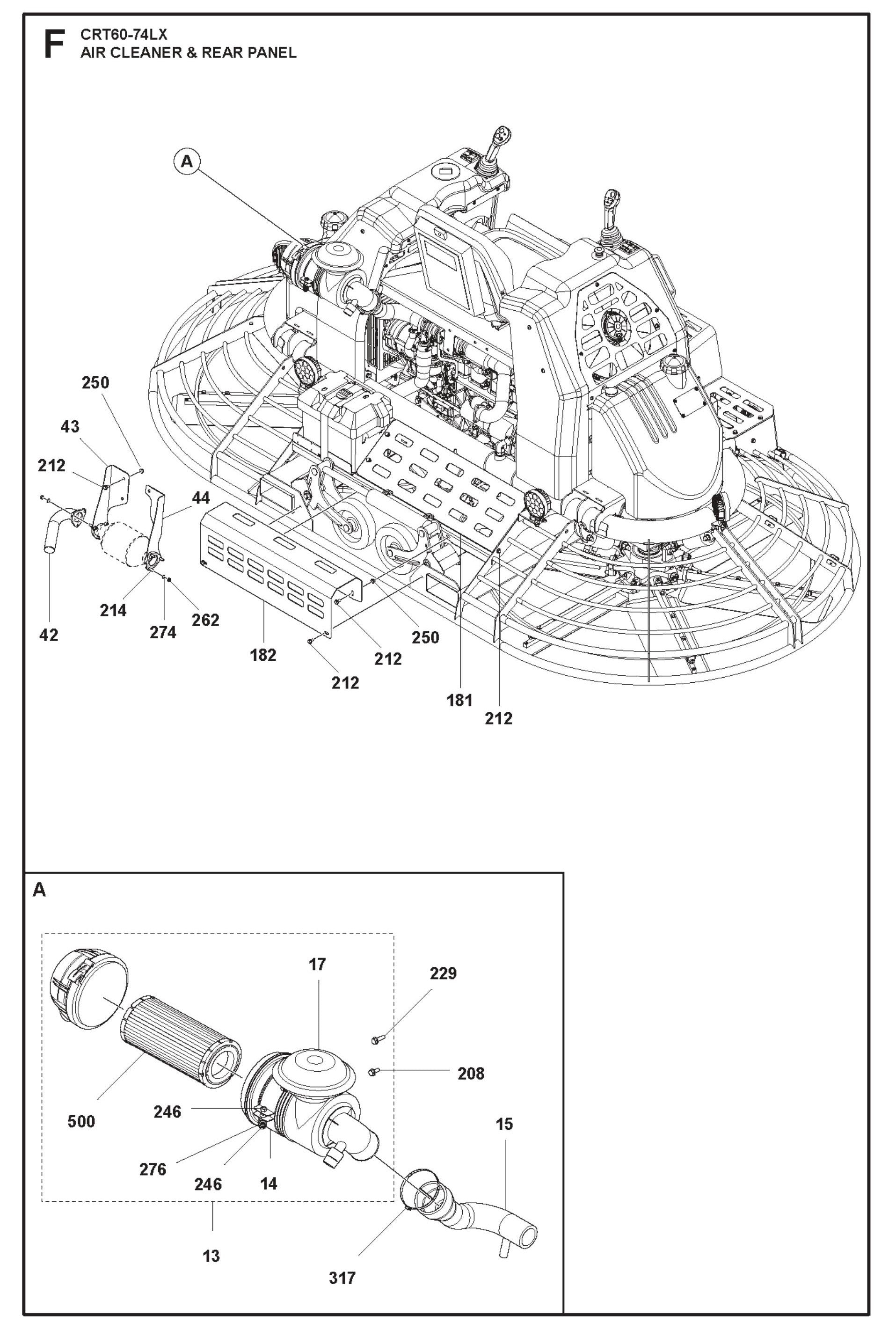 Air Cleaner And Rear Panel Parts For Ride On Trowel CRT 60 By Husqvarna
