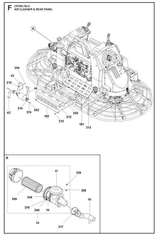 Air Cleaner And Rear Panel Parts For Ride On Trowel CRT 60 By Husqvarna