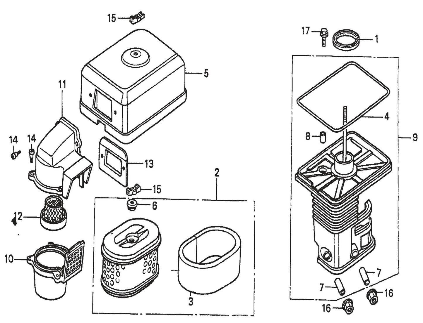 HONDA GX200QXC9  Air Cleaner (Cyclone) Assembly Parts For FCG1 Series by Multiquips 