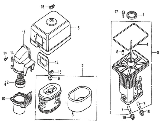 HONDA GX200QXC9  Air Cleaner (Cyclone) Assembly Parts For FCG1 Series by Multiquips 
