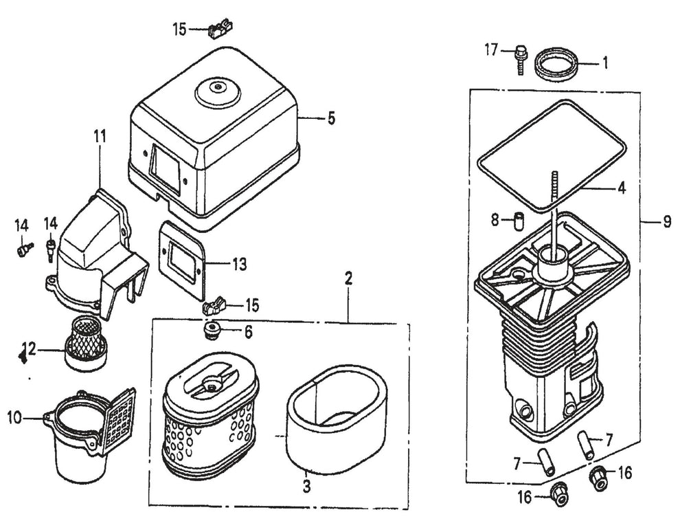 HONDA GX200QXC9  Air Cleaner (Cyclone) Assembly Parts For FCG1 Series by Multiquips 