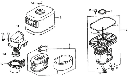 Honda GX390K1QWT2 Engine Air Cleaner Assembly Parts For SP2 13H20 S13H20 S20H20 By Multiquip