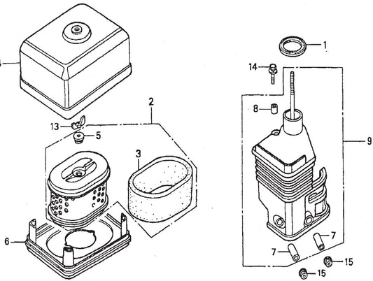 MVC77 Honda GX160K1QX2 Air Cleaner Assembly Parts