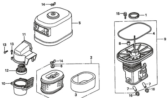 HONDA GX390K1QWT2/GX390U1QWT2 Engine Air Cleaner Assembly Parts For SP1 Street Pro 1 Series By Multiquip