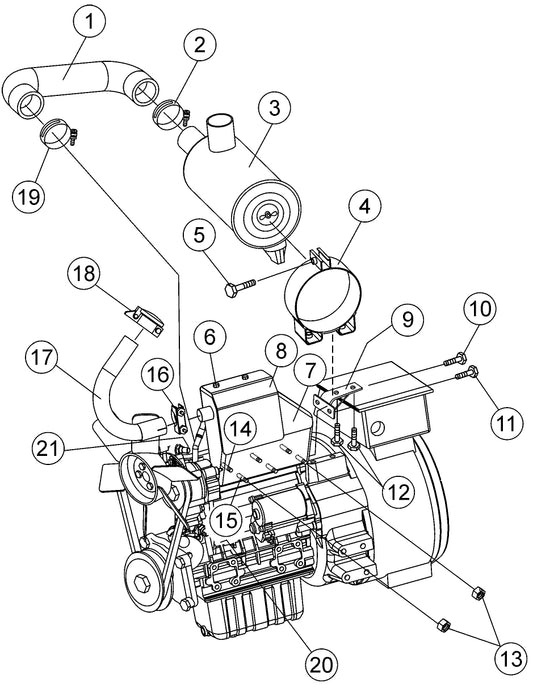 Air Cleaner and Muffler Assembly Parts for KD1800-KD6 Light Towers by Multiquip