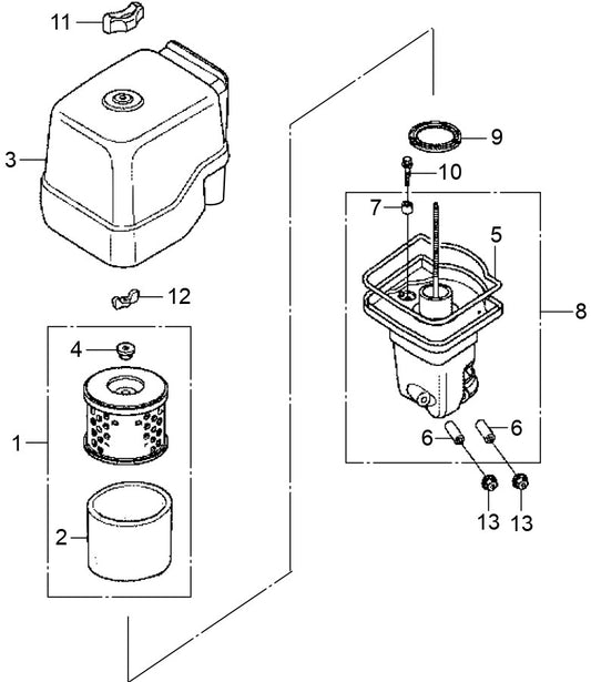 Air Cleaner (Cyclone) Assembly Parts For MRH800GS HONDA GX390 Series Engine Vibratory Rollers By Multiquip