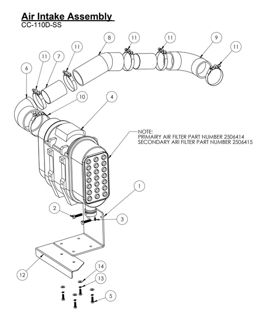 CC-110D-SS Air Intake Assembly Parts
