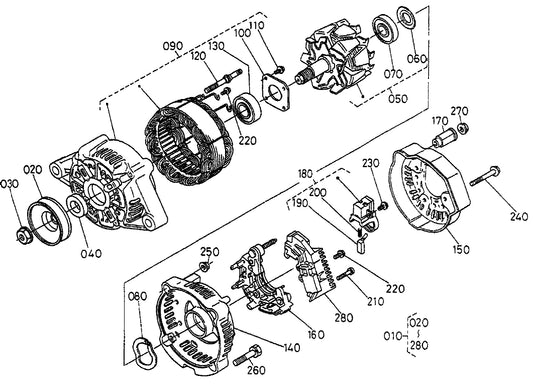 Alternator (Component Parts) Assembly Parts for KD1800-KD6 Light Towers by Multiquip