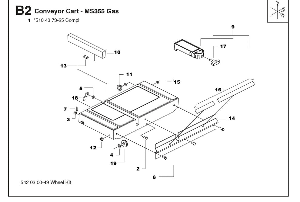 MS355 G Conveyor Cart, Gas Assembly Parts By Husqvarna