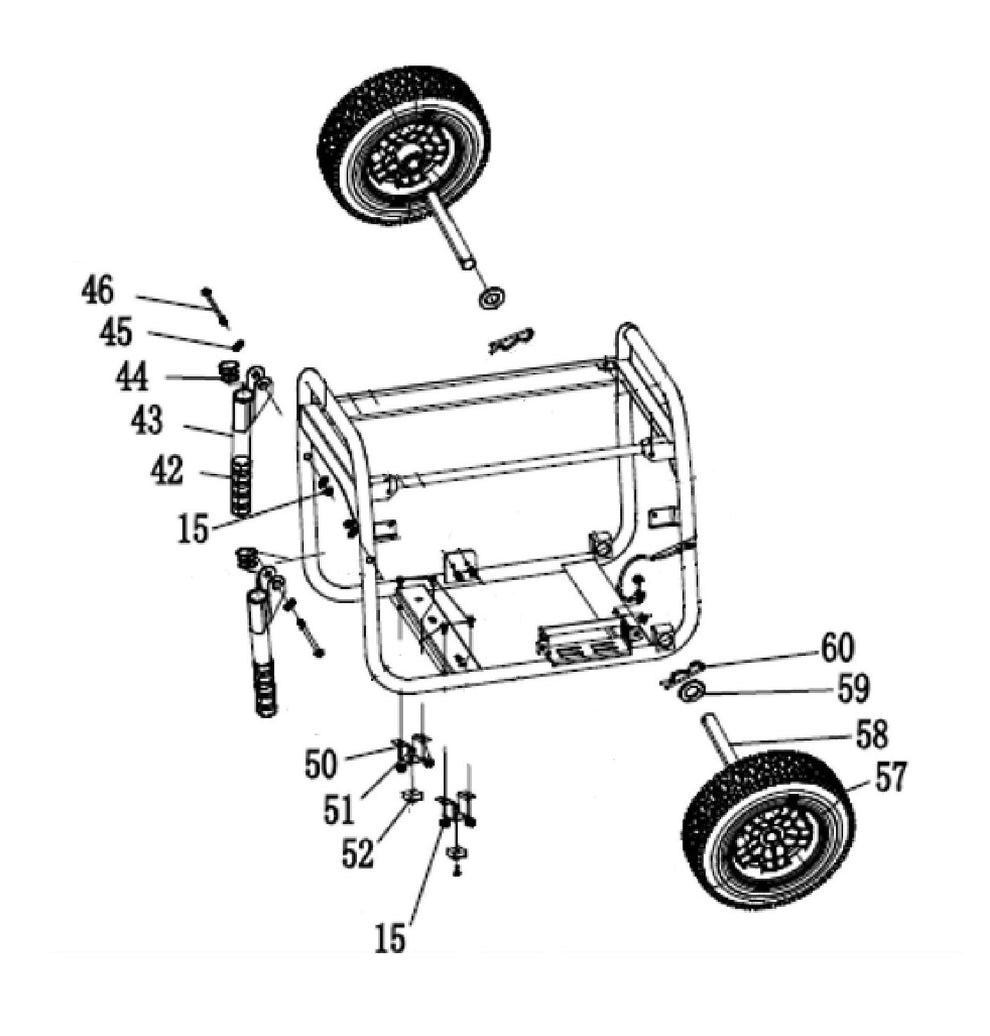 BE12000ES Generator Wheel,Foot and Handle kit Assembly Parts by BE Power Equipment
