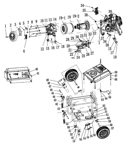 BE12000ES Generator Complete Unit Assembly Parts by BE Power Equipment