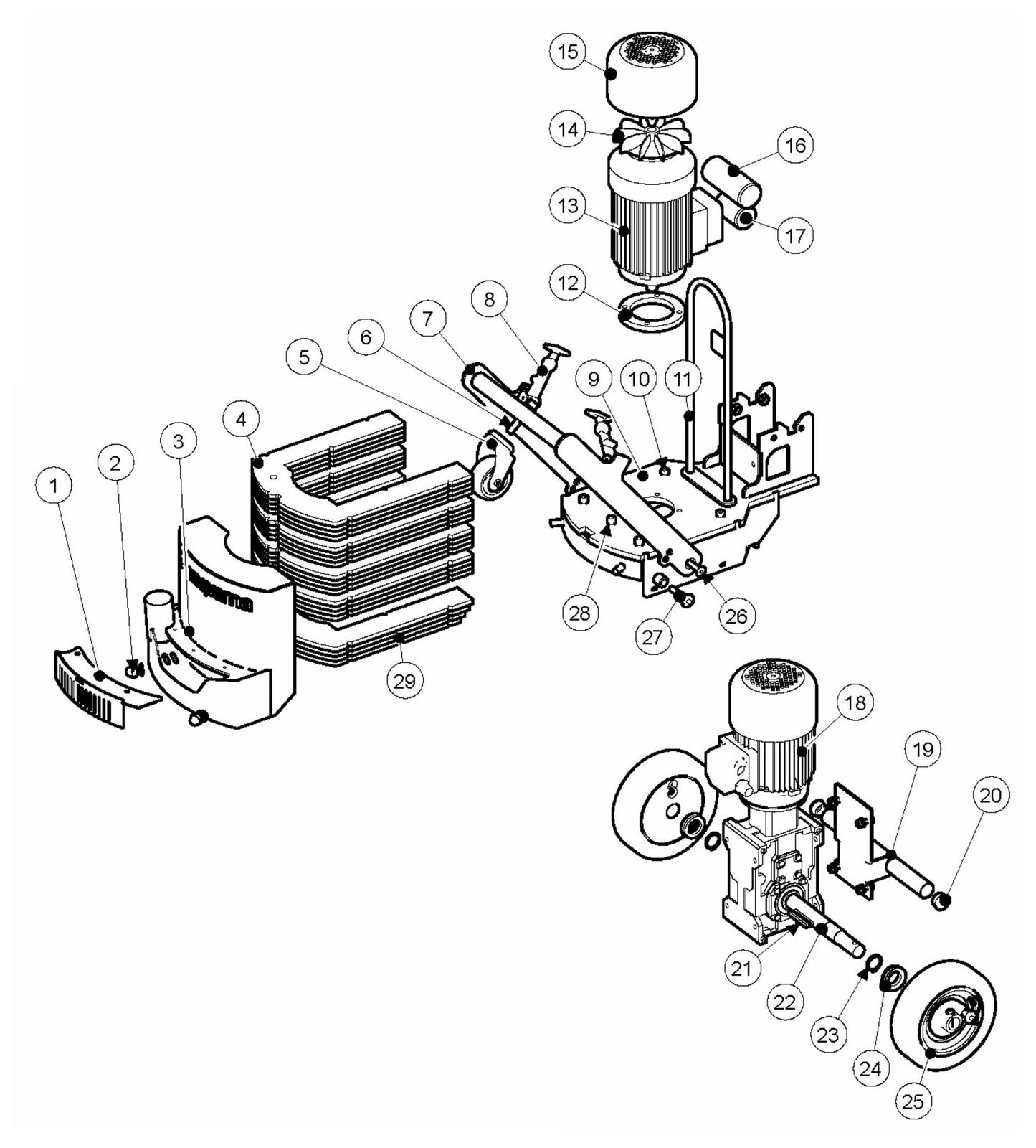 BS 110 Frame and Motors Assembly Parts by Husqvarna