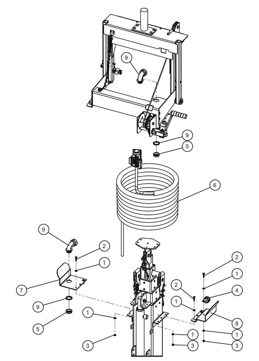 Vertical Balloon Light Tower Cord Install Group Assembly Parts for Maxi-Lite II and Night-Lite Pro II Units by Allmand