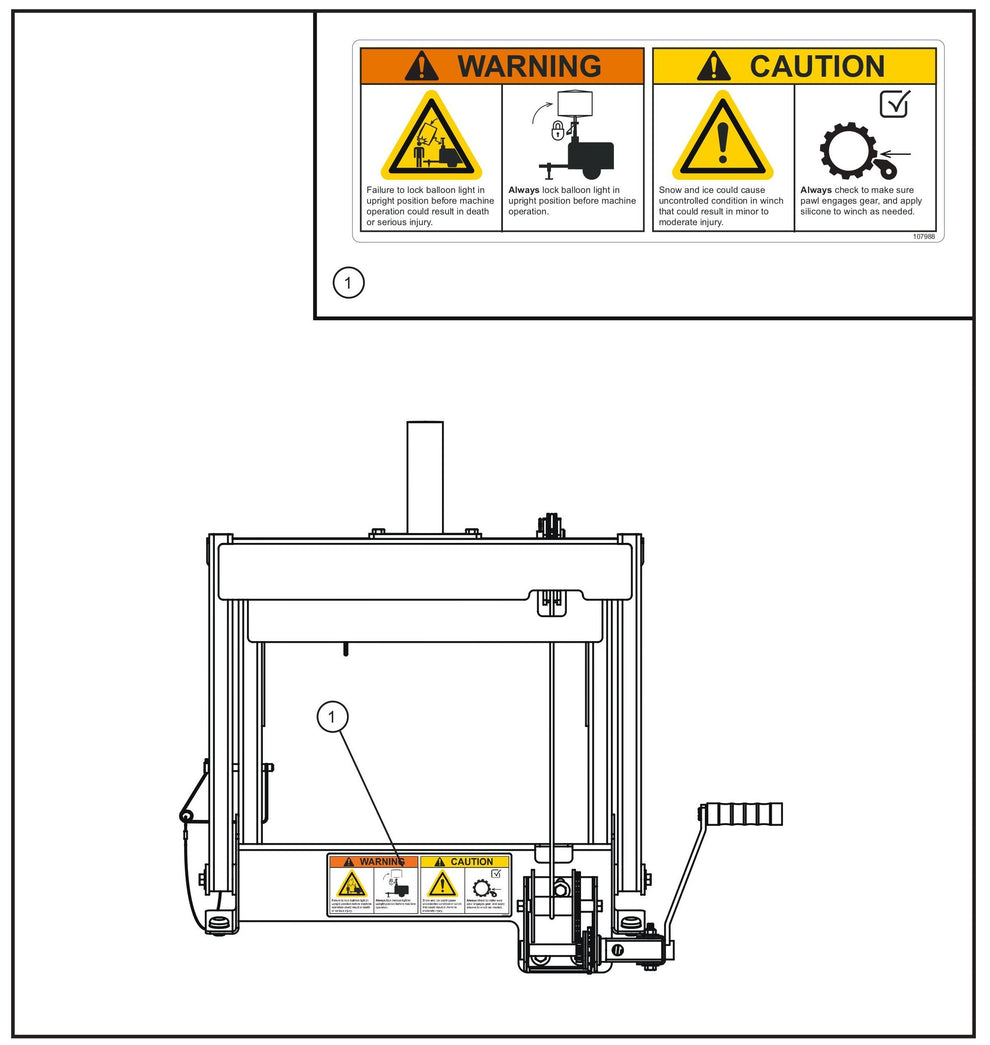 Vertical Balloon Light Tower Decal Assembly Parts for Maxi-Lite II and Night-Lite Pro II Units by Allmand