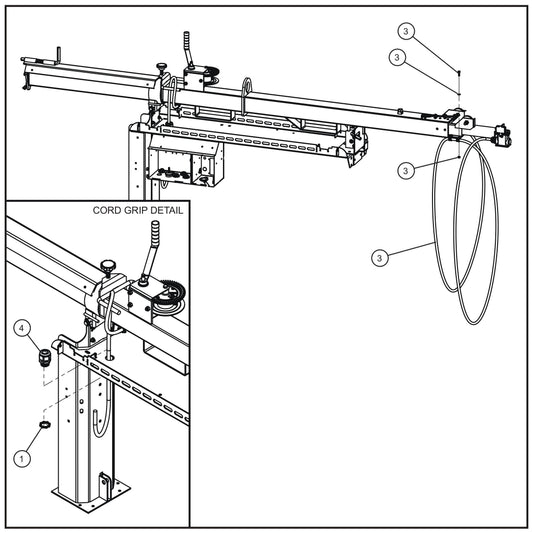 Laydown Balloon Light Tower Cord Install Group Assembly Parts for Maxi-Lite II and Night-Lite Pro II Units by Allmand