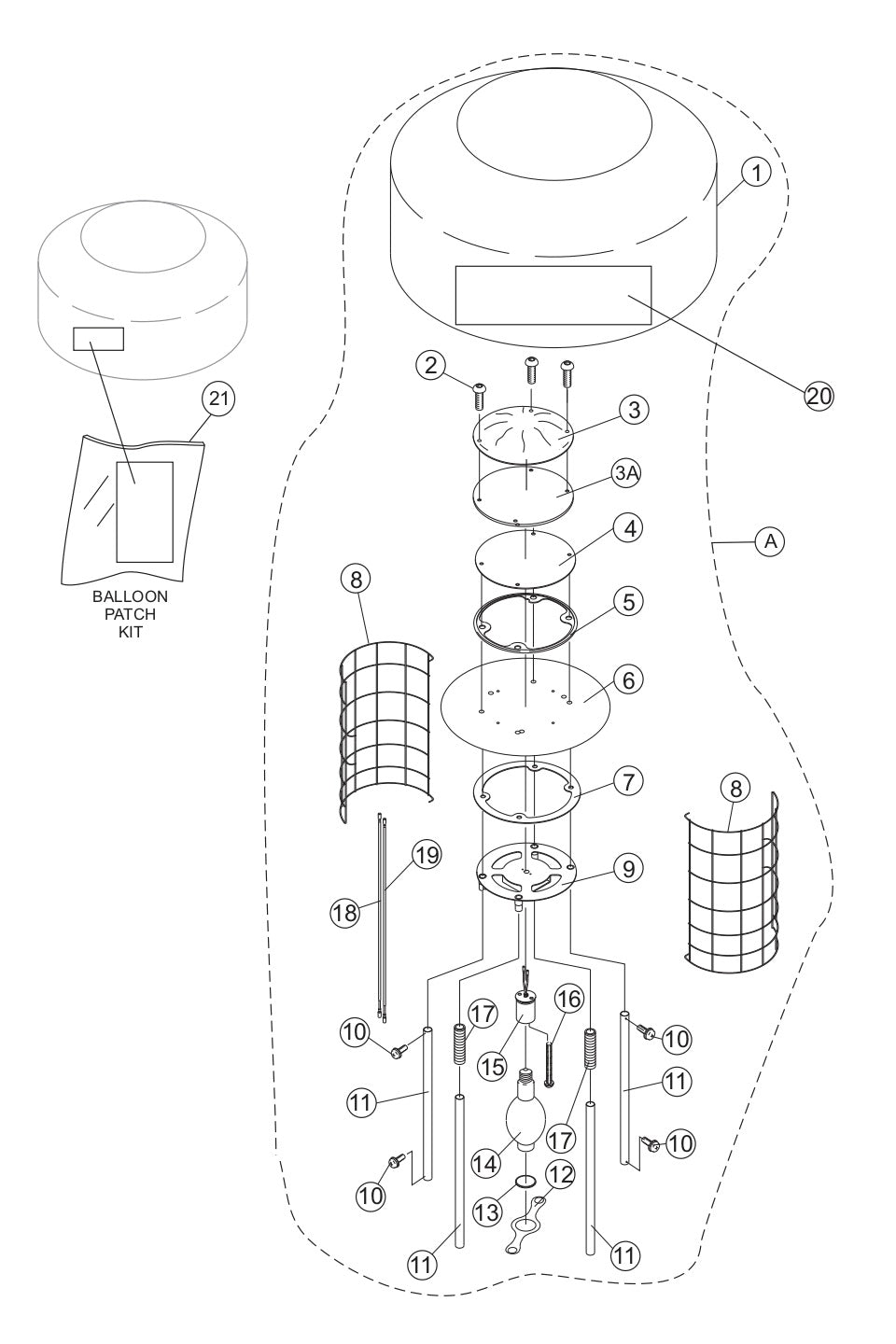 GB114BS/BP Balloon/Lamp Guard Assembly Parts by Multiquip