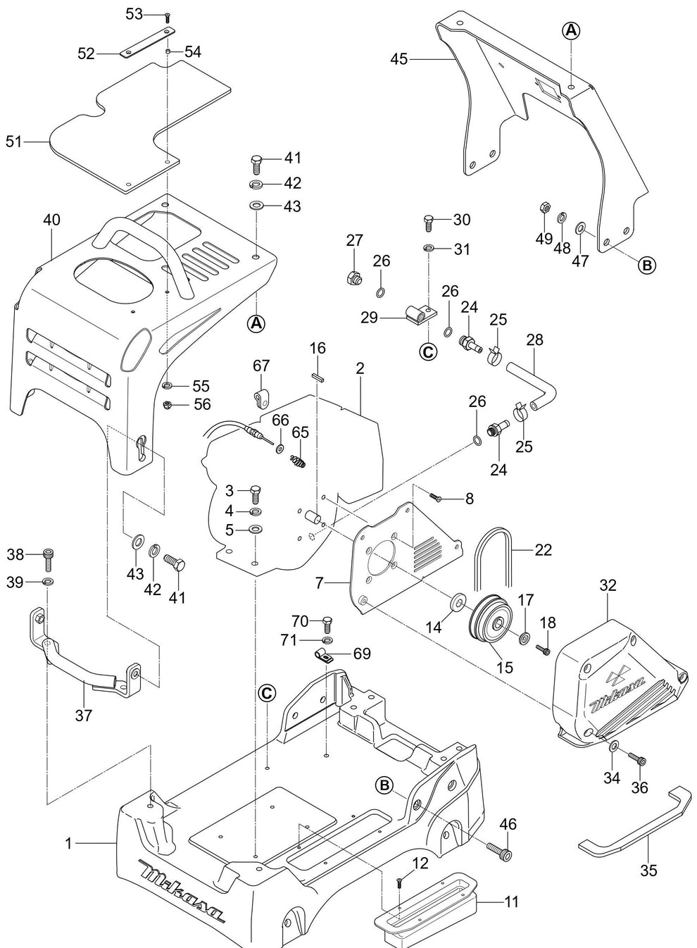 MVH128GH Base And Engine Assembly Parts
