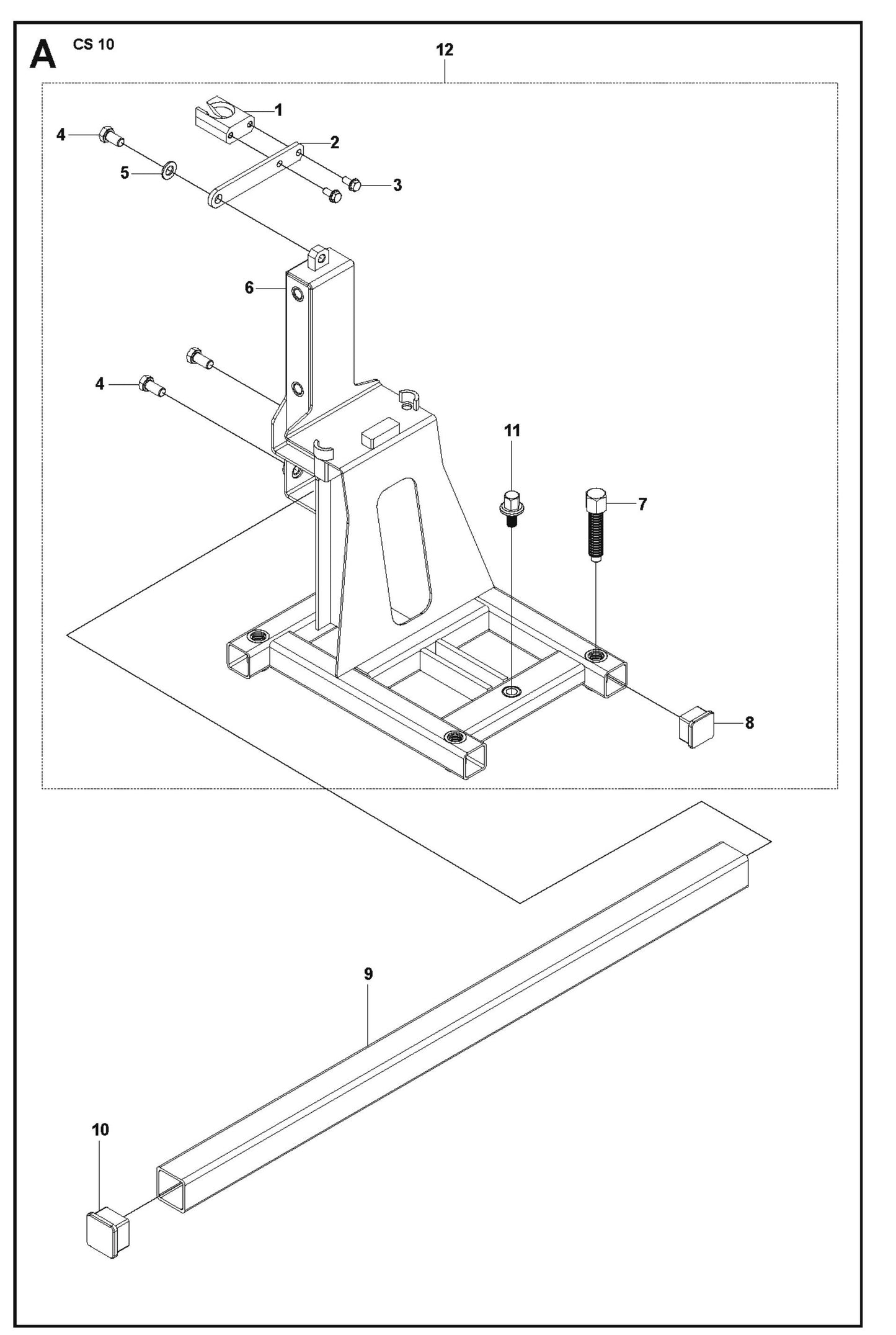 Base Assembly Parts For CS 10 Wire Saw By Husqvarna