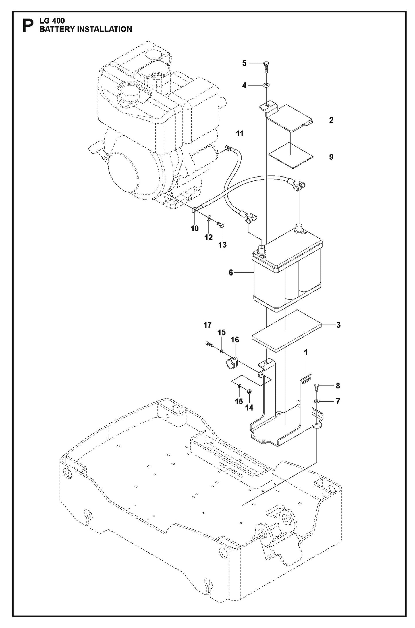 Battery Installation Parts For LG 400 Petrol By Husqvarna