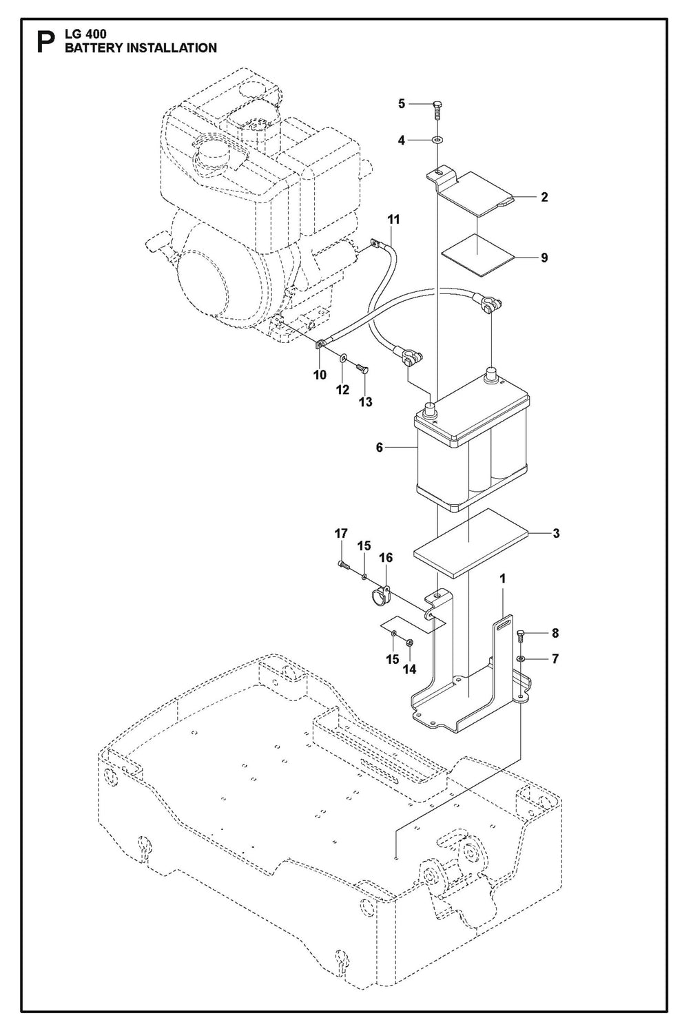 Battery Installation Parts For LG 400 Petrol By Husqvarna