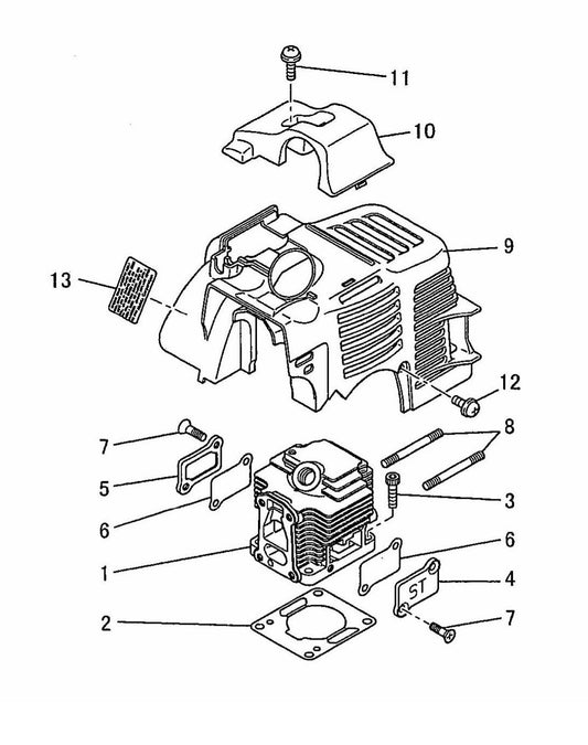 BCM2310 Cylinder, Top Cover Assembly Parts