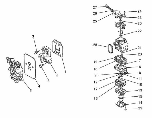 BCM3310 Carburetor Assembly Parts