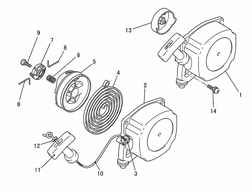 BCM3310 Recoil Starter Assembly Parts