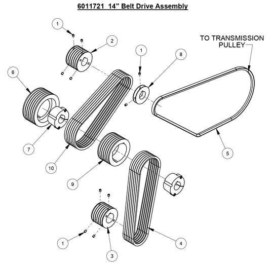 CC3538 JK 14&quot; Belt Drive Assembly