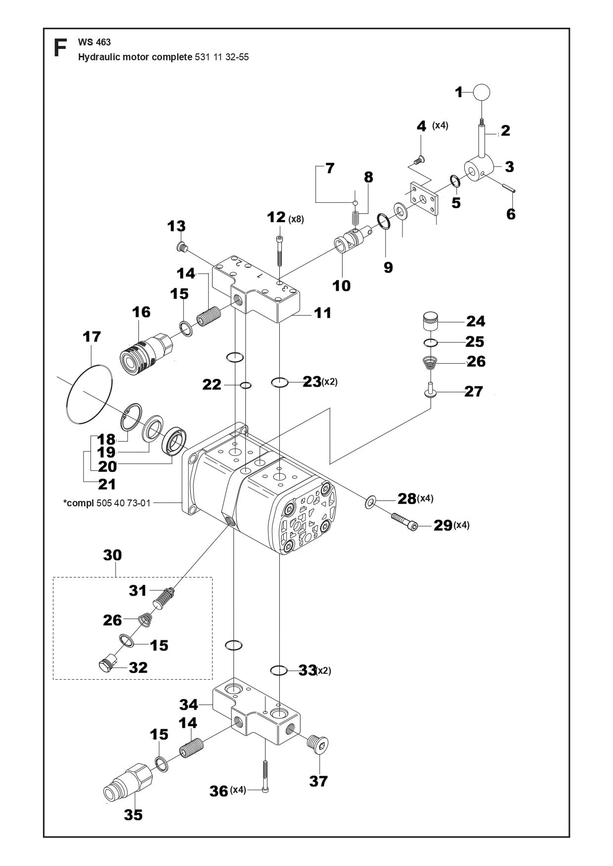 Hydraulic Motor Complete Parts For WS 463 By Husqvarna