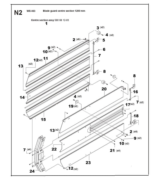 Blade Guard - Centre Section 120mm Parts For WS 463 By Husqvarna