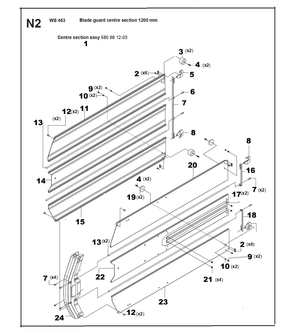 Blade Guard - Centre Section 120mm Parts For WS 463 By Husqvarna